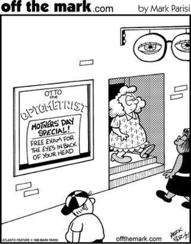 A funny cartoon for eye check on Mother&rsquo;s Day