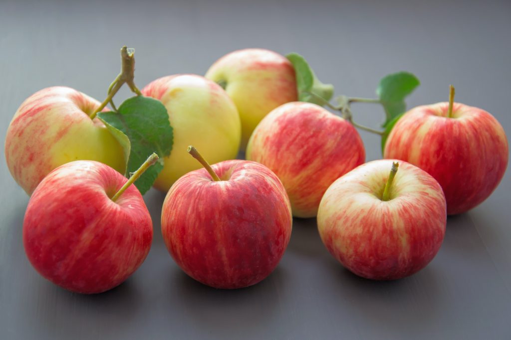 An aesthetic shot of freshly plucked apples, a rich source of carbohydrates and fiber.