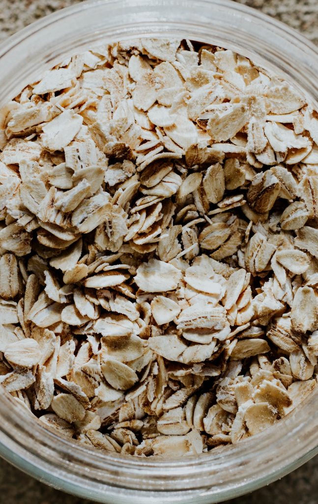 Close-up shot of oats cereal, known for its blood-sugar-reducing properties.