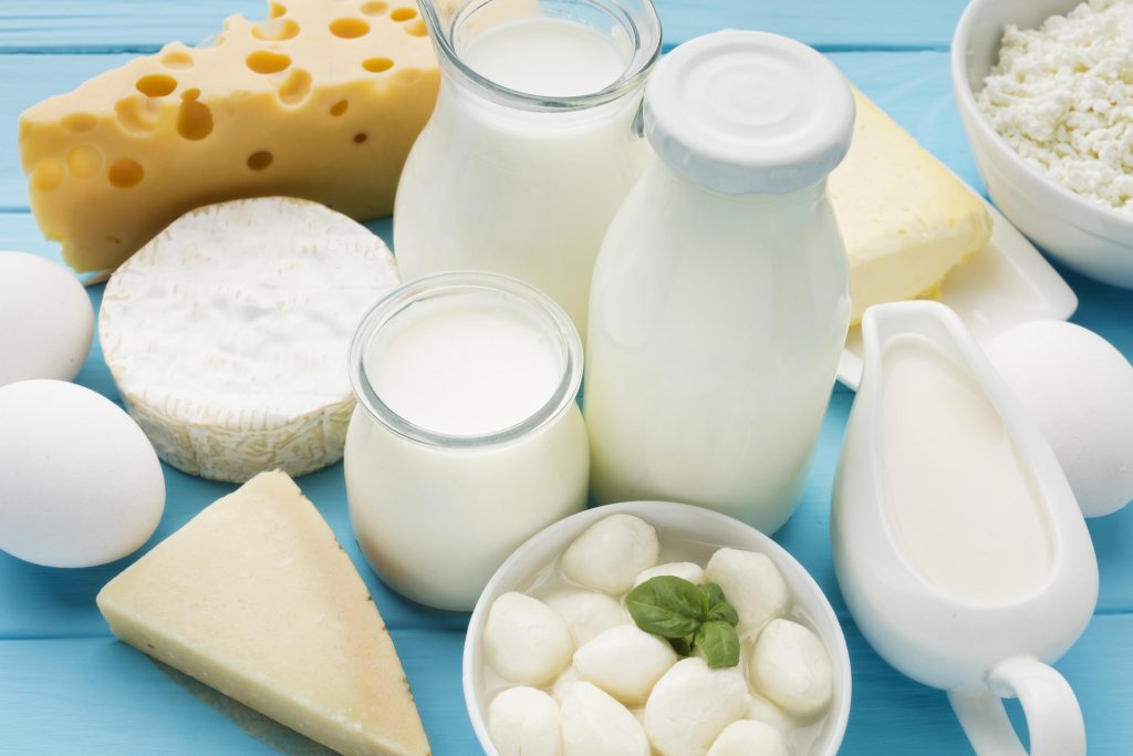 Dairy products like milk, cheese, yogurt, and eggs, providing manganese for energy metabolism, bone health, and tissue formation.
