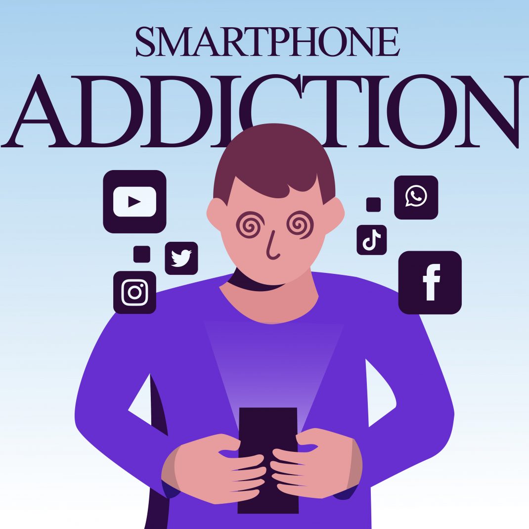 Image highlighting smartphone addiction.