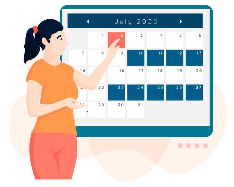 A girl pointing to a date on the calendar signifies the importance of setting a quit date for smoking.
