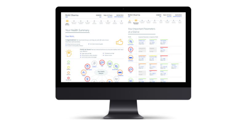 Health Vectors' smart report displayed across different devices.